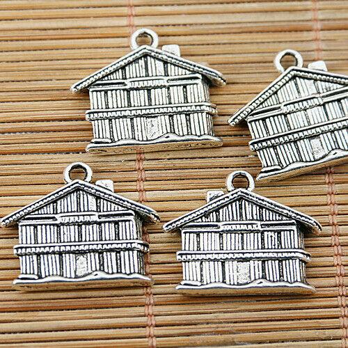 5pcs tibetan silver tone 2sided house design charm pendant EF1543