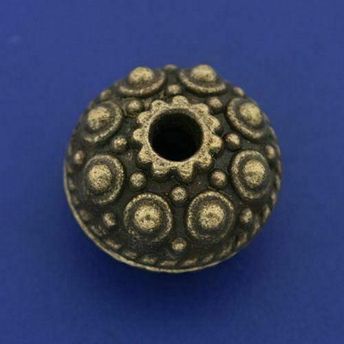 4pcs antiqued bronze tone studded spacer beads h3330