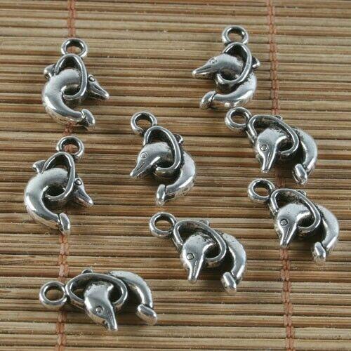 10pcs Tibetan silver color  dophin dangle design Charms  h0220