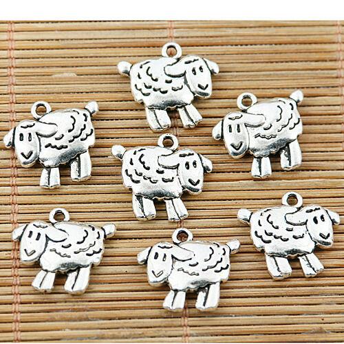 10pcs Tibetan silver little sheep charm pendants EF1341