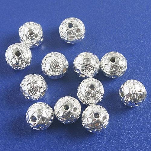 16pcs silver tone round spacer beads  h5010