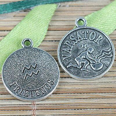 8pcs tibetan silver color round VARSATOR design charms EF0362