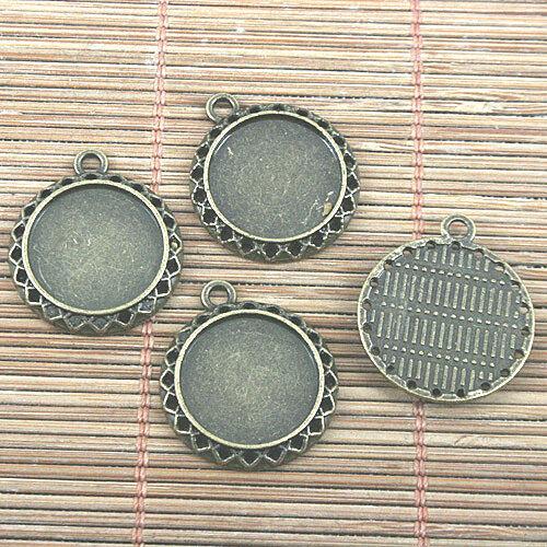 8pcs antiqued bronze color 20mm round shaped cabochon settings H0813