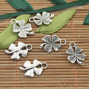 100pcs dark silver tone leaf charms h3191