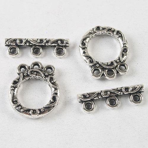 8sets dark silver tone round toggle clasp h3883