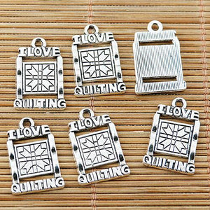 10pcs Tibetan silver I LOVE QUILTING charms EF1684