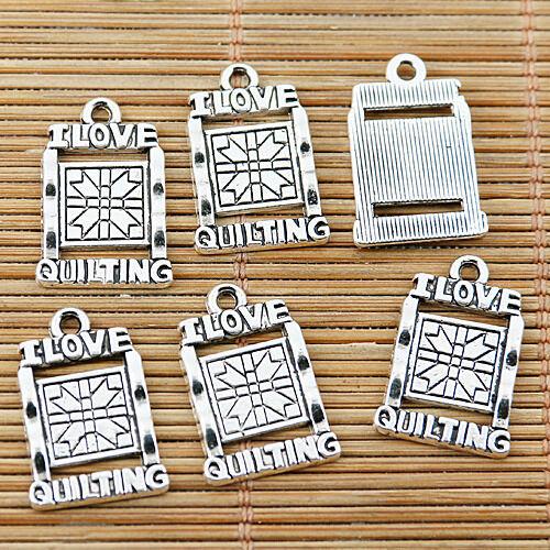 10pcs Tibetan silver I LOVE QUILTING charms EF1684