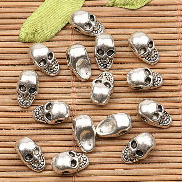 20pcs tibetan silver tone little skull head Spacer beads h0472