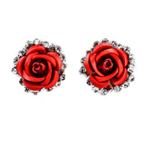 Fashion Jewelry Stud Earring Rose Floral White Sapphire Earring 2.0*2.0cm