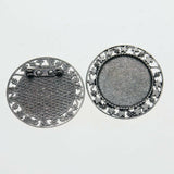 2pcs/lot Tibetan silver color ROUND shaped 30mm cabochon settings brooch design