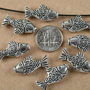 10pcs Tibetan Silver color 3D Fish design Beads 22x10x5mm  h3739