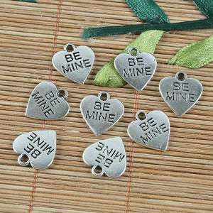 16pcs tibetan  silver color BE MINE heart shaped charm G1180