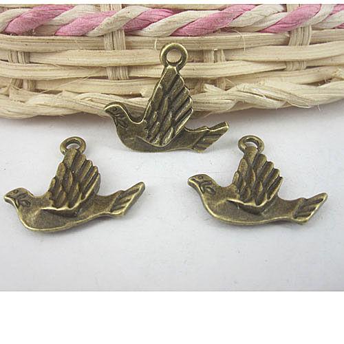 16pcs antiqued bronze peace dove pendant charm G586