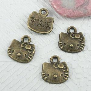 20pcs antiqued bronze color lovely cat design charms EF0892