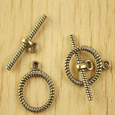 10sets dark gold-tone round toggle clasps h2872