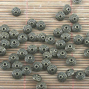 50pcs antiqued bronze color 2sided studded spacer beads H0093-1