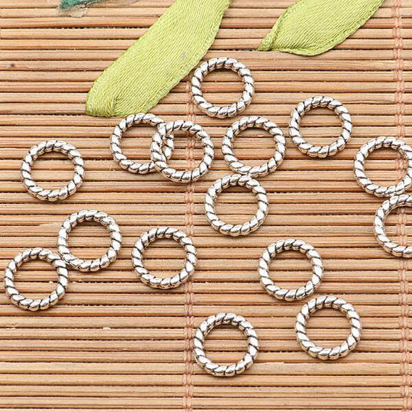 50pcs tibetan silver color round knitted texture ring frame design h1582