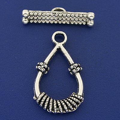 10sets dark silver tone waterdrop toggle clasps h3284