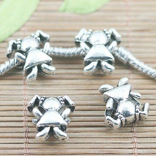 6pcs tibetan silver color 2sided girl design  loose beads  H2563