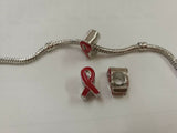 Red Enamel Ribbons shape loose Beads Awareness Hope design Beads fit bracelet