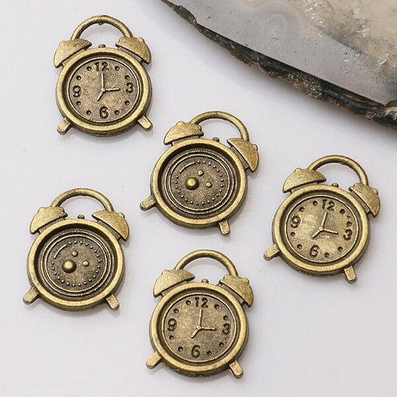 15pcs antiqued bronze color alarm clock  design  charms  EF3408