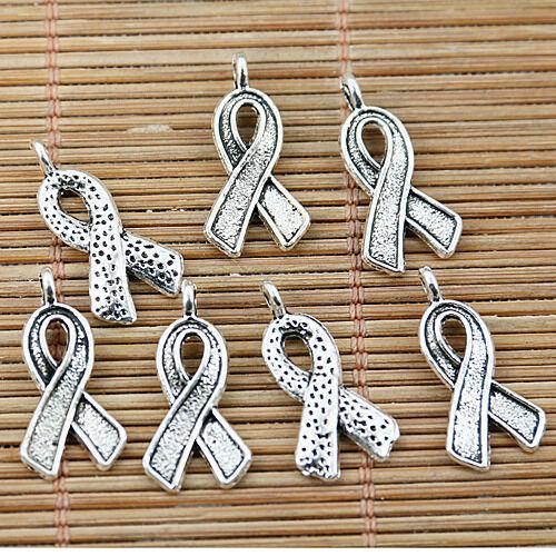 30pcs tibetan silver tone ribbon charms EF1595