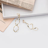 Fashion Jewelry Stud Earring geometric Hollow out Bending wave twist Ring