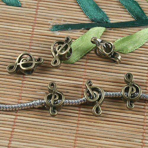 10pcs antiqued bronze music note spacer beads G1062