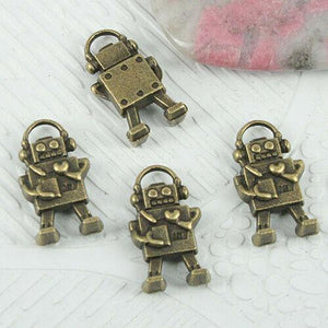 12pcs antiqued bronze color little cute robot design charms EF0839