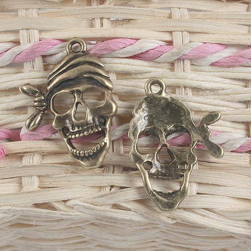 10PCs antiqued bronze skull mask pendant charm G838