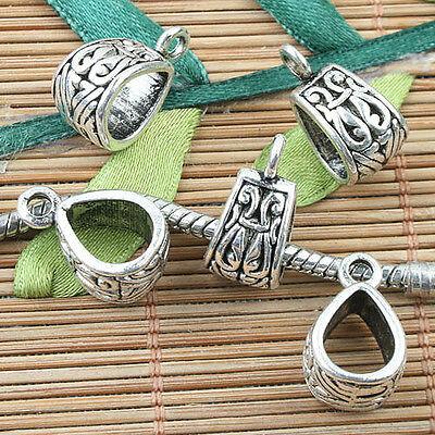 Tibetan Silver color crafted spacer bail charms 10pcs EF0033