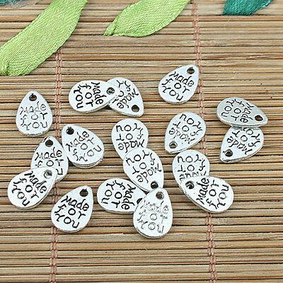 30pcs Tibetan silver tone 2sided tear shaped drop charms h3027