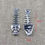 2 Pieces 20*60 mm Antique Silver Color Skeleton Wicca Charms Pendant For DIY Jewelry Making
