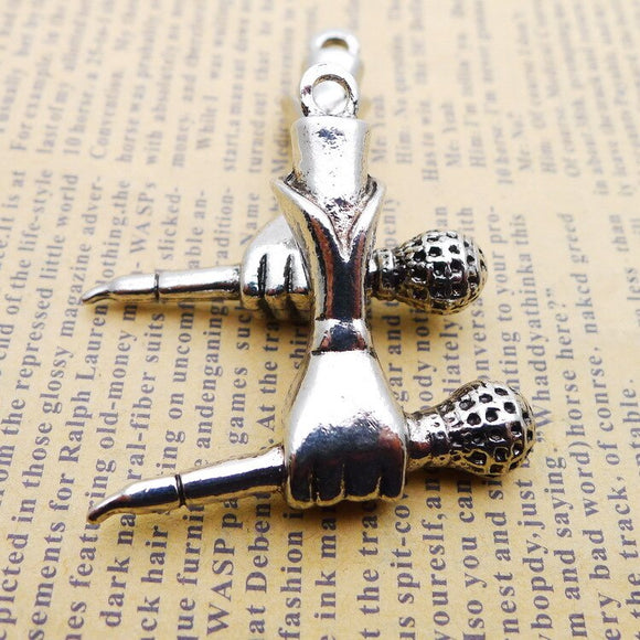2 Pieces 38*38mm Newest Style Antique Silver Color Hand Microphone Charms Vintage Pendant Accesssory  For DIY Jewelry Making