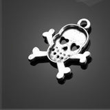 20 PCS/Lot 11mm*22.2mm sharma metal diy handmade accessories antique silver plated skull and bone charms