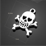 20 PCS/Lot 11mm*22.2mm sharma metal diy handmade accessories antique silver plated skull and bone charms