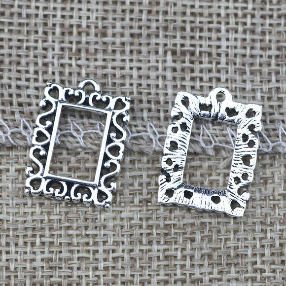 20 PCS/Lot 14.6mm*19.9mm Tibetan Silver Diy Handmade Pattern Photo Frame Charms For Jewelry Making