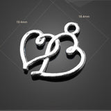 20 PCS/Lot 18.4mm*19.4mm antique silver plated diy handmade hollow out double heart charms pendants