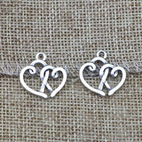 20 PCS/Lot 18.4mm*19.4mm antique silver plated diy handmade hollow out double heart charms pendants
