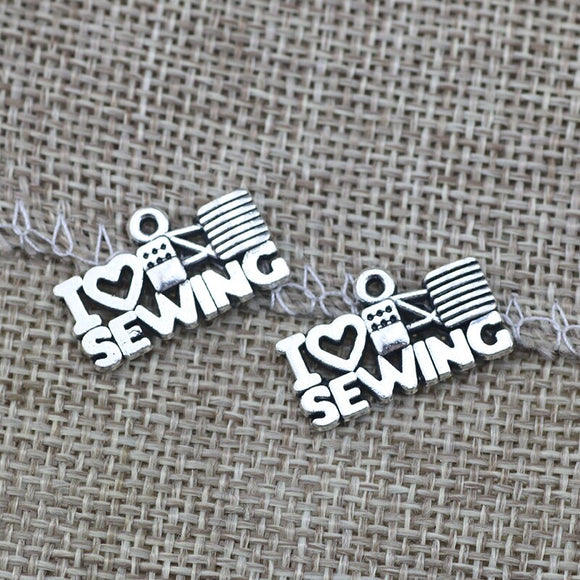 20 Piece 13*21mm Mixed Alloy Antique Silver Color Sewing Machine Charms KeychainVintage Pendant Accessory For DIY Jewelry Making