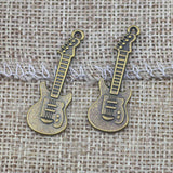 20 Pieces 10x30mm Antique Silver Color Guitar Charms Musical Keychain for DIY Jewelry Making ef4626