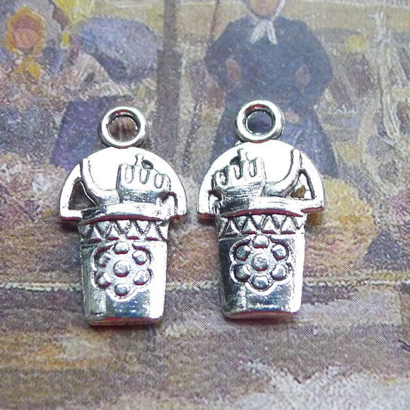 20 Pieces 11*20mm Mixed Alloy Antique Silver Color Flowerpot Charms Vintage Pendant Accessory For DIY Jewelry Making