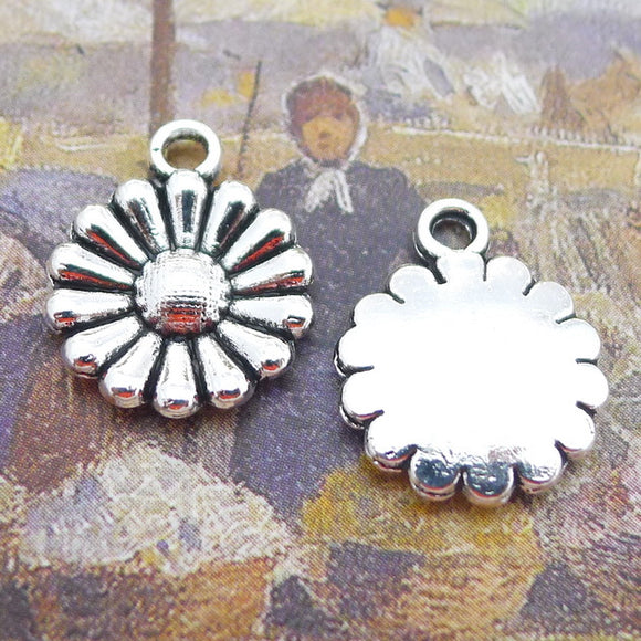 20 Pieces 14*17mm Mixed Alloy Antique Silver Color Flower Charms Vintage Pendant Accessory For DIY Jewelry Making