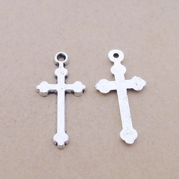20 Pieces 14x29mm Antique Silver Color Cross Charms Earring Bracelet For DIY Jewelry Making