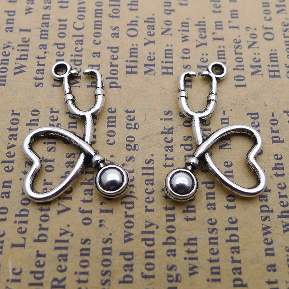 20 Pieces 15*22mm Mixed Alloy Antique Silver Color Audiphone Charms Vintage Bracelet Pendant Accessory For DIY Jewelry Making