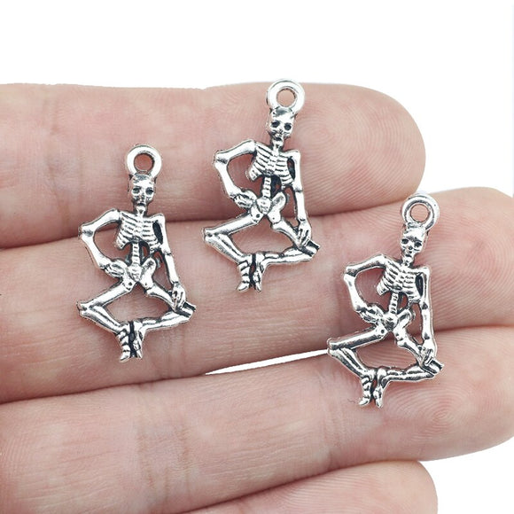 20 Pieces 15*26mm Newest Style Antique Silver Color Skeleton Wicca Charms  Pendant For DIY Jewelry Making