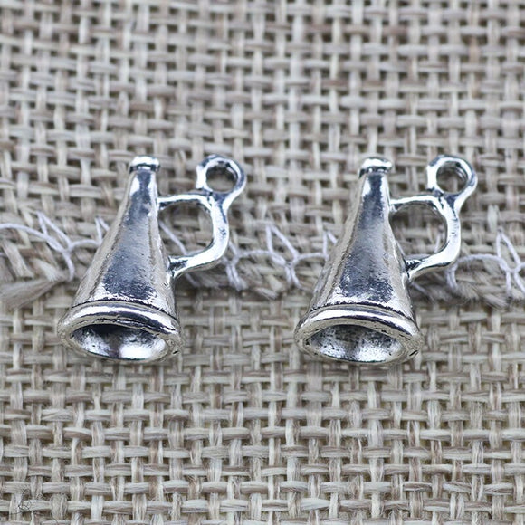 20 Pieces 16*11mm Mixed Alloy Antique Silver Color Trumpet Charms Bracelet Vintage Pendant Accessory For DIY Jewelry Making