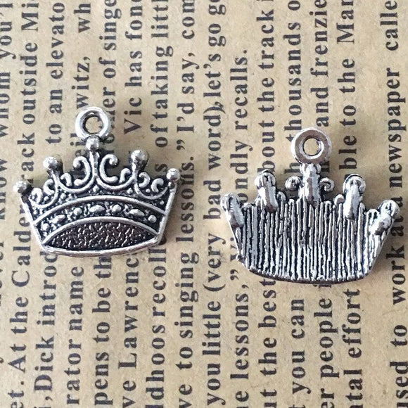 20 Pieces 16*18mm Mixed Alloy Antique Silver Color Crown Charms Keychains Pendant Accessory For DIY Jewelry Making