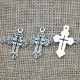 20 Pieces 16*26mm Mixed Alloy Antique Silver Color Cross Wicca Charms Bracelet Keychain Pendant Accessory For DIY Jewelry Making