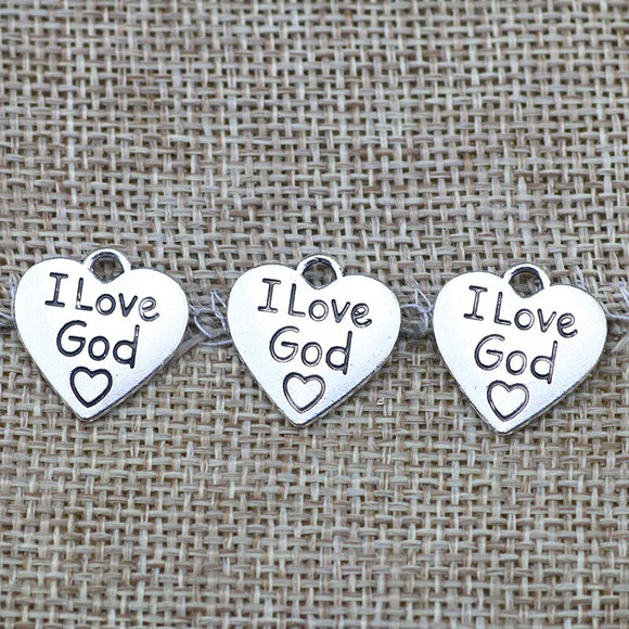 20 Pieces 17*17mm Mixed Alloy Antique Silver Color Heart Charms Bracelet Vintage Pendant Accessory For DIY Jewelry Making